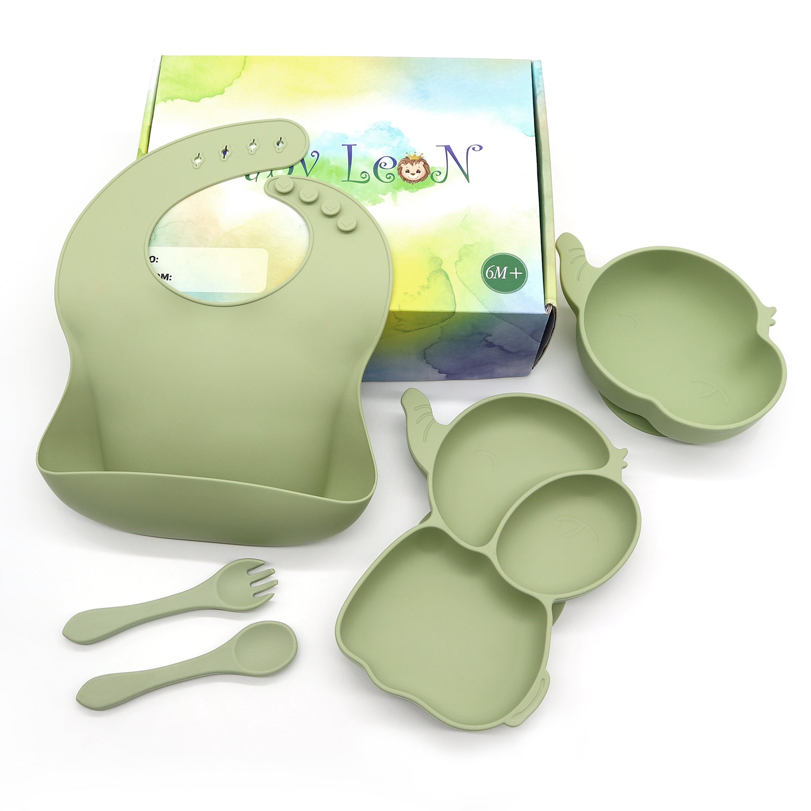 Silicone Baby Feeding Set - 6 Pack Baby Led Weaning Supplies for
